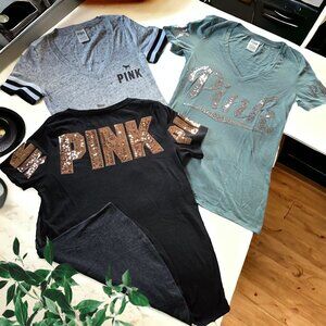 PINK By VIC SECRET ( XS/S ) 3 Pc. Bundle of Short Sleeve V Neck tops.